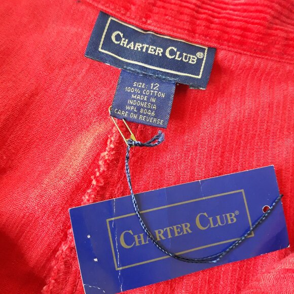 NWT Vtg Charter Club Corduroy Shorts 6 Pleated High Rise Cuffed 8" Red - Picture 6 of 7